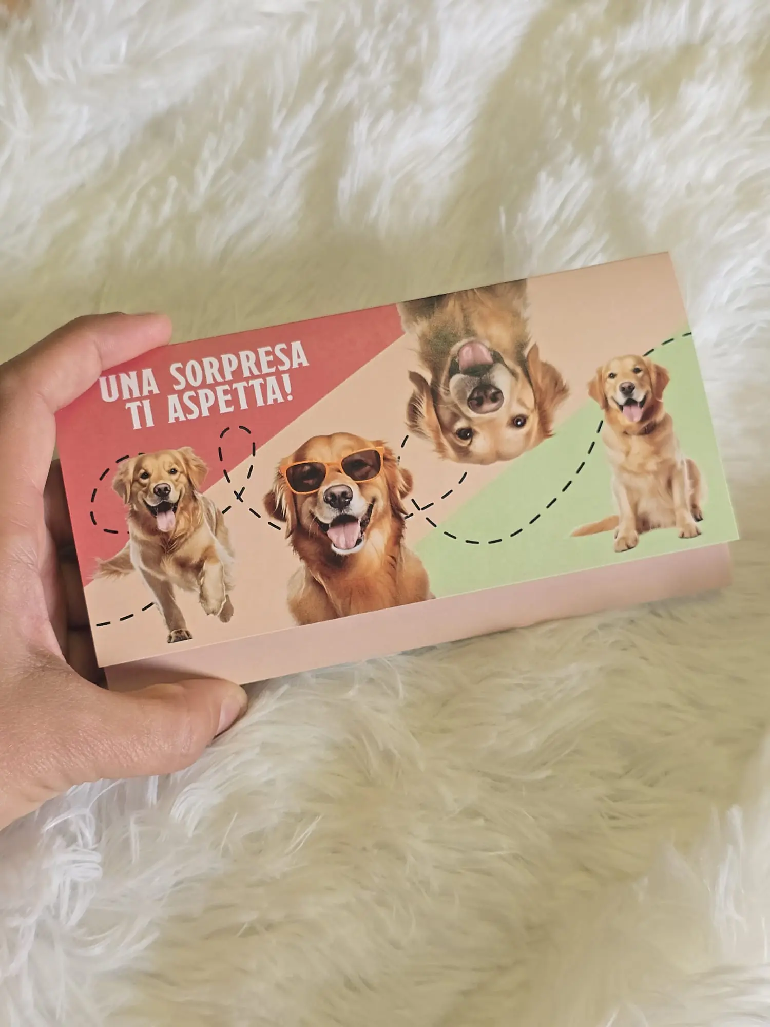 Biglietto Regalo 'Una sorpresa ti aspetta' - Tema Golden Retriever - immagine 2