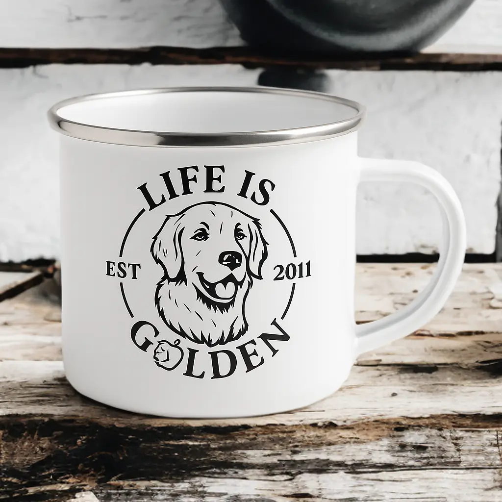 Tazza smaltata 'Life is Golden' - immagine 3