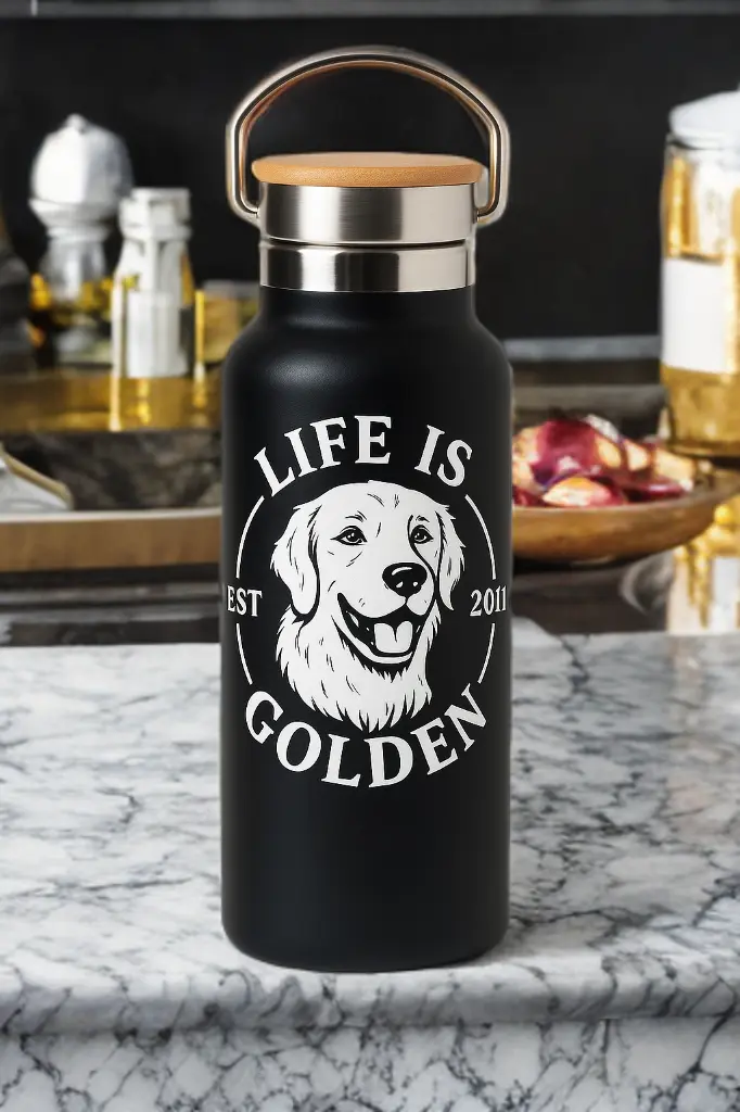 Thermos acciaio inox 'Life is Golden' - immagine 5